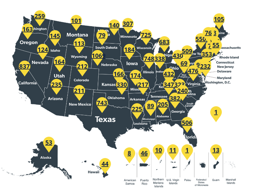 U.S. States and Territories Map: Visitors and Engagement