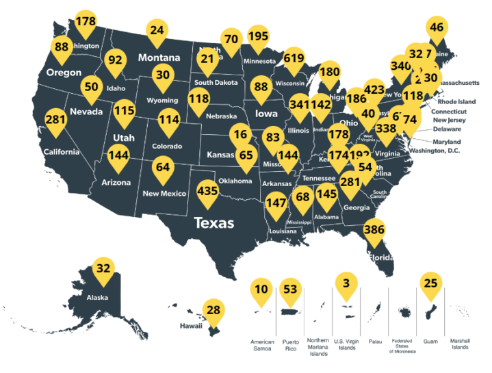 U.S. States and Territories Map: Visitors and Engagement